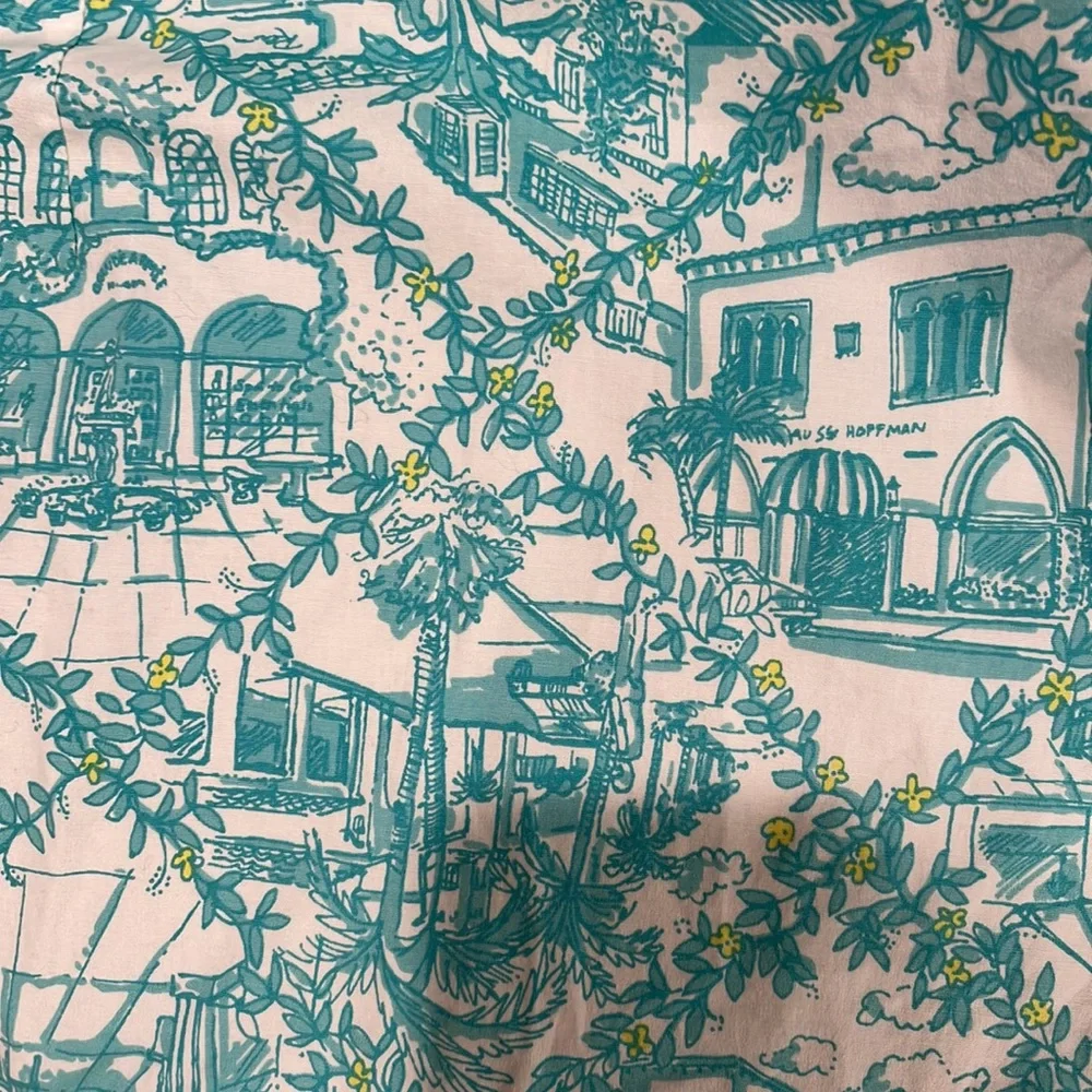 Lilly Pulitzer Worth Ave Toile Print Collar Wrap top SZ 6 - Picture 5 of 5